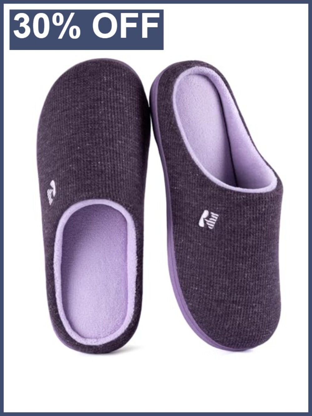 Memory Foam Slippers Waffle Knit Anti-Skid Slip-On House Shoes